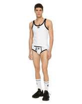 Fine-rib cotton singlet with DG patch - | Dolce & Gabbana