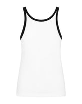 Fine-rib cotton singlet with DG patch - | Dolce & Gabbana