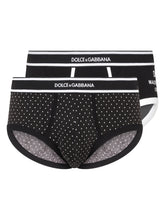 Solid-color and polka-dot-print stretch cotton Brando briefs two-pack - | Dolce & Gabbana