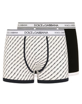 Two-pack plain and printed stretch cotton boxers - | Dolce & Gabbana