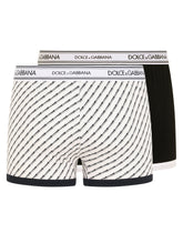 Two-pack plain and printed stretch cotton boxers - | Dolce & Gabbana