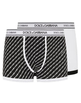 Two-pack plain and printed stretch cotton boxers - | Dolce & Gabbana