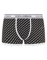 Two-pack plain and printed stretch cotton boxers - | Dolce & Gabbana