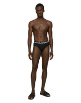 Two-pack solid-color and printed stretch cotton jersey mid-length briefs - | Dolce & Gabbana