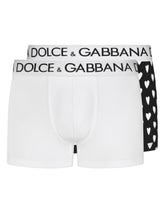 Two-pack solid-color and printed stretch cotton boxers - | Dolce & Gabbana