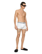 Two-pack solid-color and printed stretch cotton boxers - | Dolce & Gabbana