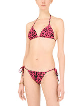 Triangle bikini top with neon leopard print - | Dolce & Gabbana