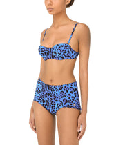 Balconette bikini top with neon leopard print - | Dolce & Gabbana