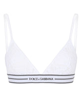 Non-underwired lace bra with branded elastic - | Dolce & Gabbana