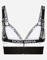 Satin triangle bra with logo - | Dolce & Gabbana
