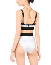 Satin triangle bra with logo - | Dolce & Gabbana