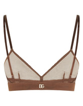 Tulle triangle bra with DG logo - | Dolce & Gabbana