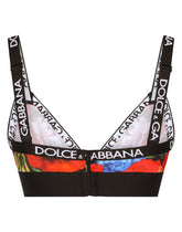 Meadow-print satin triangle bra - | Dolce & Gabbana