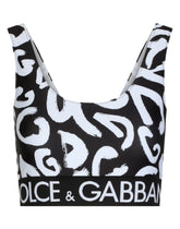 Jersey bralette with graffiti logo print - | Dolce & Gabbana