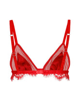 Satin, lace and tulle soft-cup triangle bra - | Dolce & Gabbana