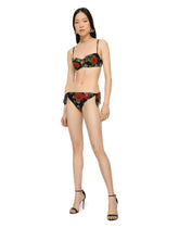Tie bikini bottoms with rose print - | Dolce & Gabbana