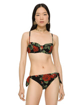 Tie bikini bottoms with rose print - | Dolce & Gabbana