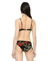 Tie bikini bottoms with rose print - | Dolce & Gabbana