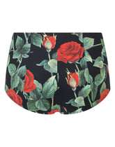 High-waisted bikini bottoms with rose print - | Dolce & Gabbana