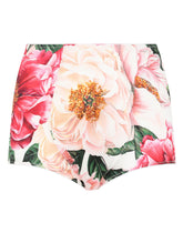 Satin high-waisted panties with camellia print - | Dolce & Gabbana