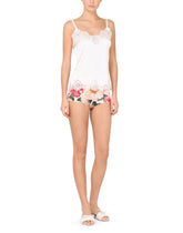 Satin high-waisted panties with camellia print - | Dolce & Gabbana