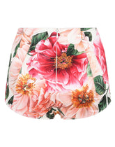 Satin high-waisted panties with camellia print - | Dolce & Gabbana