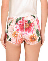 Satin high-waisted panties with camellia print - | Dolce & Gabbana