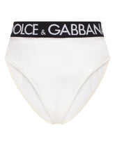 High-waisted satin briefs with branded elastic - | Dolce & Gabbana
