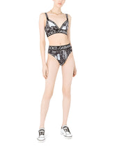 Jersey high-waisted briefs with DG graffiti print and branded elastic - | Dolce & Gabbana