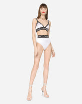 High-waisted satin briefs with branded elastic - | Dolce & Gabbana