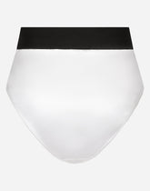 High-waisted satin briefs with branded elastic - | Dolce & Gabbana