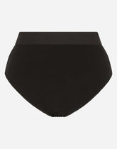 High-waisted jersey briefs with branded elastic - | Dolce & Gabbana