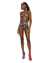 High-waisted satin briefs with meadow print - | Dolce & Gabbana