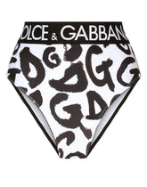 High-waisted briefs with graffiti logo print - | Dolce & Gabbana
