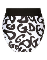 High-waisted briefs with graffiti logo print - | Dolce & Gabbana