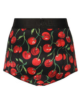 Cherry-print satin high-waisted panties - | Dolce & Gabbana