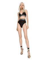 High-waisted tulle jacquard briefs with DG logo - | Dolce & Gabbana