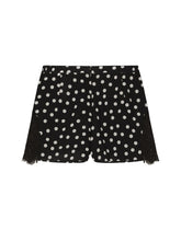 Polka-dot silk lingerie shorts with lace detailing - | Dolce & Gabbana