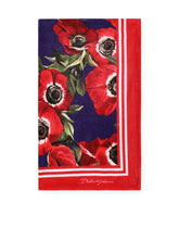 Terrycloth beach towel with anemone print - | Dolce & Gabbana