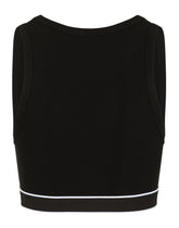 Fine-rib jersey top with branded elastic - | Dolce & Gabbana