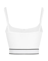 Fine-rib jersey top with spaghetti straps and branded elastic - | Dolce & Gabbana