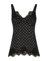Top lingerie in silk with polka dot print and lace - | Dolce & Gabbana