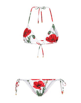 Poppy-print triangle bikini - | Dolce & Gabbana