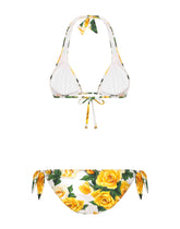 Triangle bikini with yellow rose print - | Dolce & Gabbana