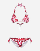 Majolica-print padded triangle bikini - | Dolce & Gabbana