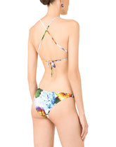 Hydrangea-print bikini with halterneck bikini top - | Dolce & Gabbana