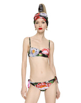 Balconette bikini with pictorial floral print - | Dolce & Gabbana