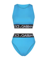 Halterneck bikini with branded elastic - | Dolce & Gabbana
