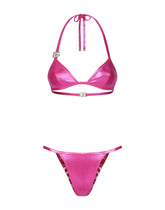 Laminated triangle bikini top with DG logo - | Dolce & Gabbana