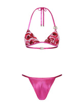 Laminated triangle bikini top with DG logo - | Dolce & Gabbana